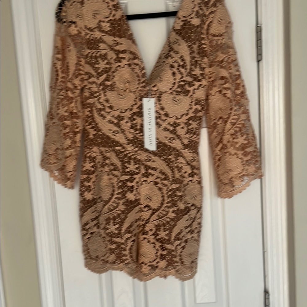 Elegant Lace Dress in Tan